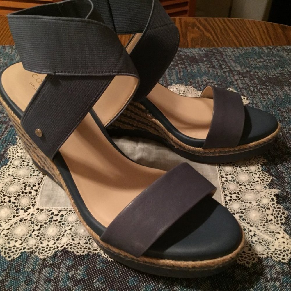 Cole Haan Cloudfeel Espadrille Wedge Sandal Blue Women's Size 7.5
